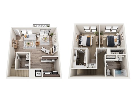 Floor plan for 2 beds, 1.5 baths, 1116 sqft